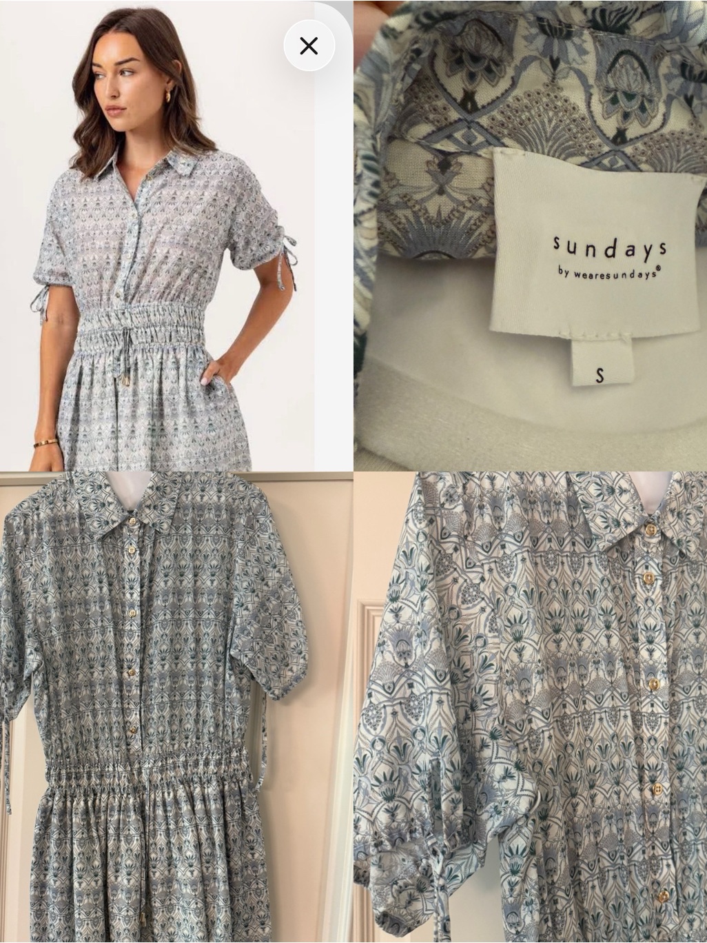 Sundays Blue & White Printed Mini Dress